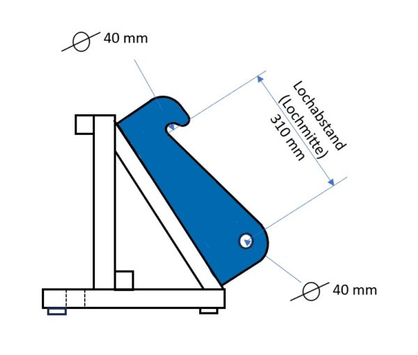 Direktaufnahme passend für Volvo Front- und Radlader (40x40x310 mm) mit hydraulischer Schnellwechselaufnahme – Bild 2